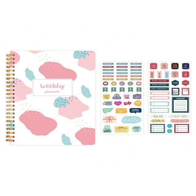 LNGOOR Weekly Planner Notebook Undated Daily Schedule Agenda Sprial Goals Planner With Habit Tracker For Women
