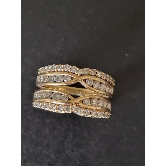 2 CT Round Cut White Enhancer Wrap Guard Ring Moissanite 14K Yellow Gold Plated