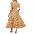 thumbnail image 4 of Delconic Women’s Short Sleeve V Neck Floral Print Maxi Dress Lightweight Flowy Casual Summer Long Dress for Daily Wear Yellow L, 4 of 8