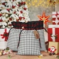 thumbnail image 6 of Rocae Gray Checkboard Print Christmas Drawstring Linen Gift Bag with Drawstrings Treat Bag Goody Present Bags for Christmas Party Favor, 6 of 8