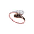 thumbnail image 1 of 10kt Rose Gold Womens Round Red Color Enhanced Diamond Bypass Cluster Ring 1/4 Cttw, 1 of 1