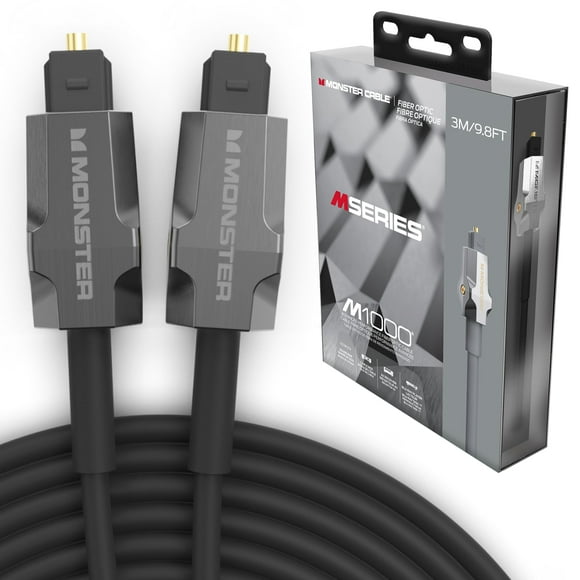Monster Câble Audio Optique M-Series 1000 Fibre, Barre de Son avec Connecteurs Dorés, 9.8 Pieds