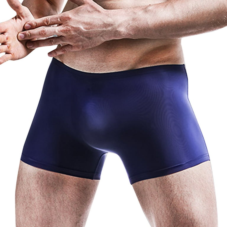 Mens Underwear Briefs Men'S Summer Thin Transparent Ice Silk Boxers  Breathable Men Waist Non-Trace Pants Underwear 