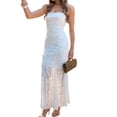 thumbnail image 3 of Jaimenalin Women'S Bodycon Lace Maxi Dress Elegant Formal Spaghetti Strap Cowl Neck Evening Party Dresses White S, 3 of 9