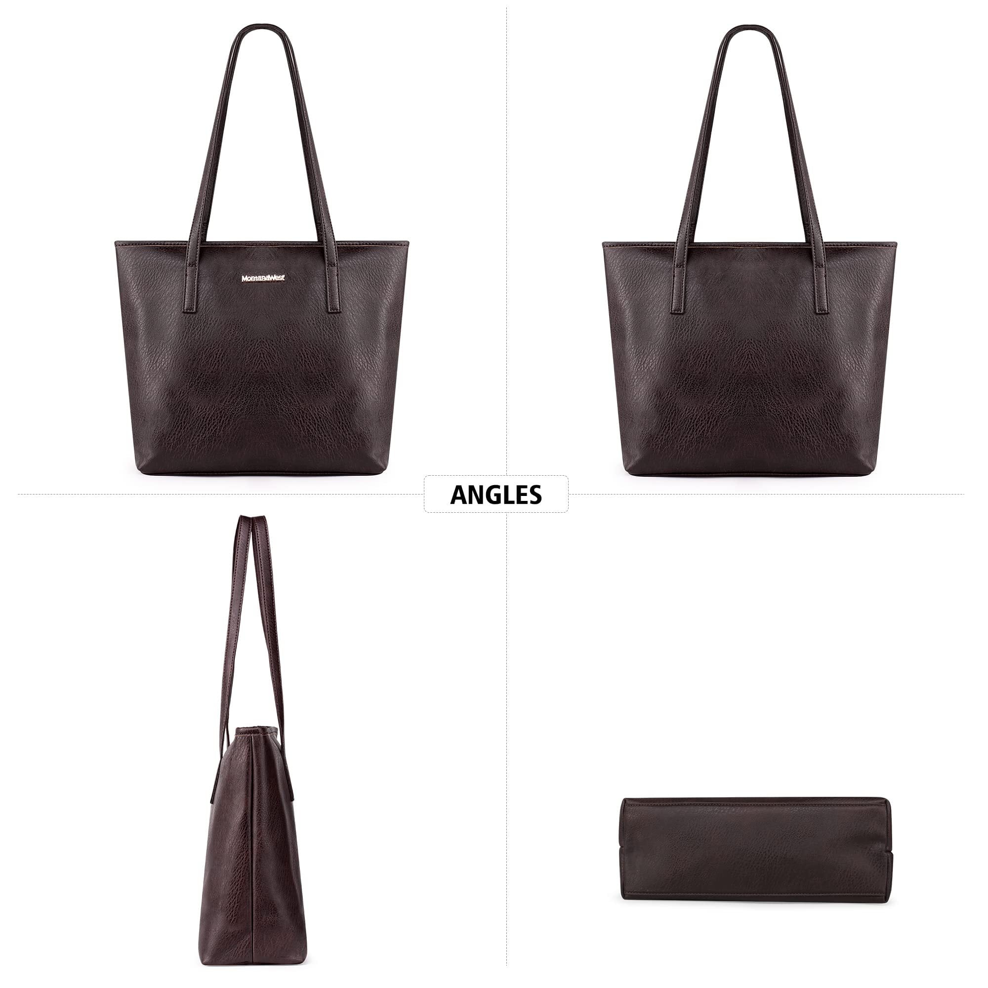 Montana West Tote Bags Vegan Leather Purses and Handbags for Women Top Handle Ladies Shoulder Bags, Coffee