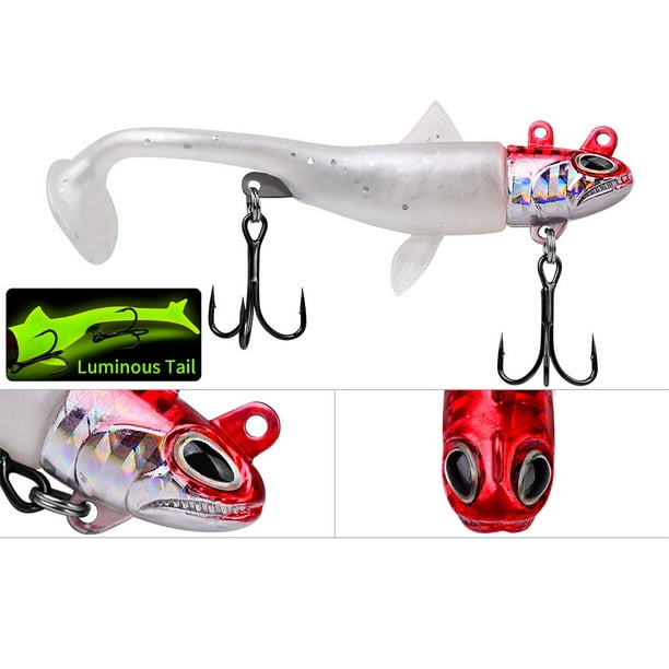 Ourlova T-tail Fishing Bait With Treble Hooks Long-casting Lure Soft Bait  Submersible Lure Fishing Tools 