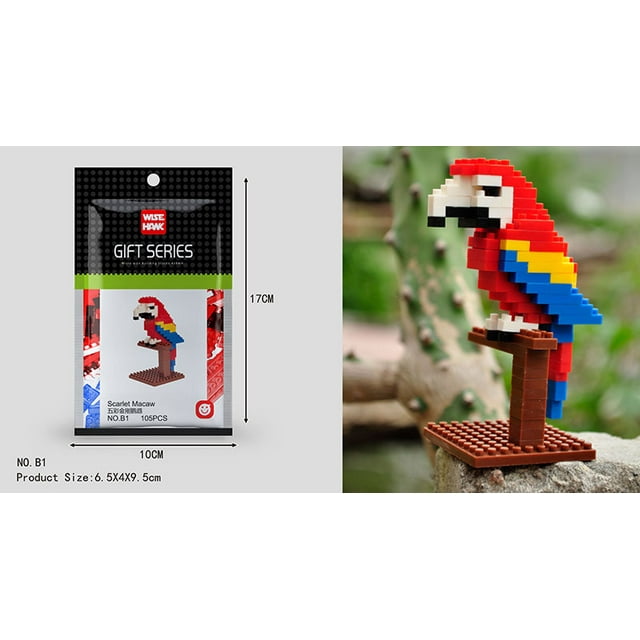 Mini bloques de construcción 3D, modelo de diamante con forma de animal, microladrillos, perro, gato, pájaro, alce, lobo, panda, guacamayo, juguetes para niños, regalos de cumpleaños