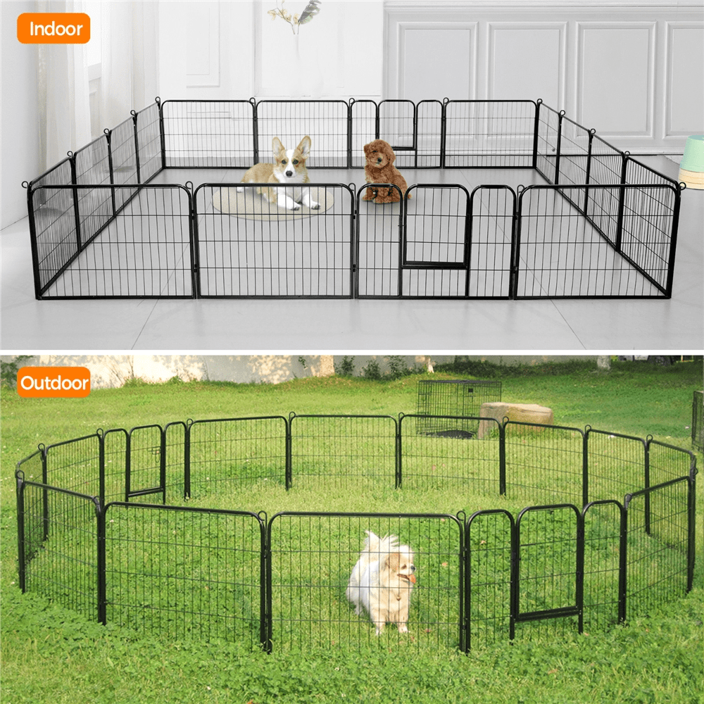 Alden Design Outdoor & Indoor Metal Dog Playpen, Black