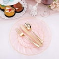 thumbnail image 2 of 125pcs Clear Pink Plastic Plates with Gold Rim - Gold Plastic Tableware includes 25 dinner plates, 25 dessert plates and 75 gold tableware for wedding birthday party and Mother's Day, 2 of 9