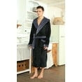 thumbnail image 2 of U2SKIIN Mens Fleece Robe with Hood, Mid Length Plush Shawl Collar Two Tone Bathrobe,(Black/Dark Grey, L/XL）, 2 of 6