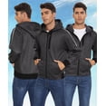thumbnail image 4 of SPEEDRUN Hoodie Men Zip Up Sherpa Lined Hoodie Mens Gray Zip Up Fuzzy Jacket Winter Coats Gray L, 4 of 7