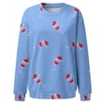thumbnail image 2 of Gibobby Sudadera de Navidad para mujer Blusa de manga larga con cuello en O para mujer, para uso diario, en casa, al libre, con estampado navideño(Azul,CH), 2 of 5