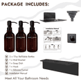 thumbnail image 5 of Nurforta Shampoo and Conditioner Dispenser - Shower Soap Dispenser Wall Mounted - 17 fl oz Set of 3 Brown Plastic Bottles with Stainless Steel Pumps & No-Drill Adhesive Holders for Bathroom, 5 of 11