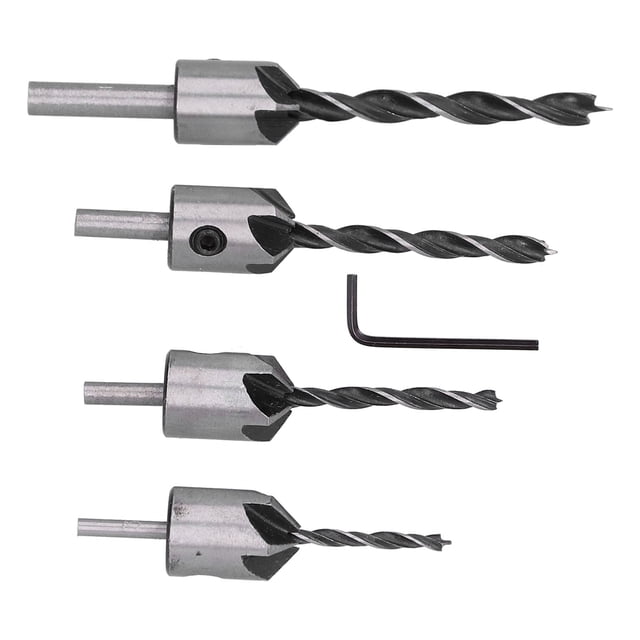 Broca avellanadora, 4 piezas Broca avellanadora Posicionamiento Broca para carpintería Chaflán Funcionalidad de alta precisión