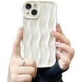 thumbnail image 2 of for iPhone 12 Case, Water Ripple Pattern Curly Wave Frame Soft Phone Case for Women Girls, Cute Curly TPU Protective Case for iPhone 12, White, 2 of 14