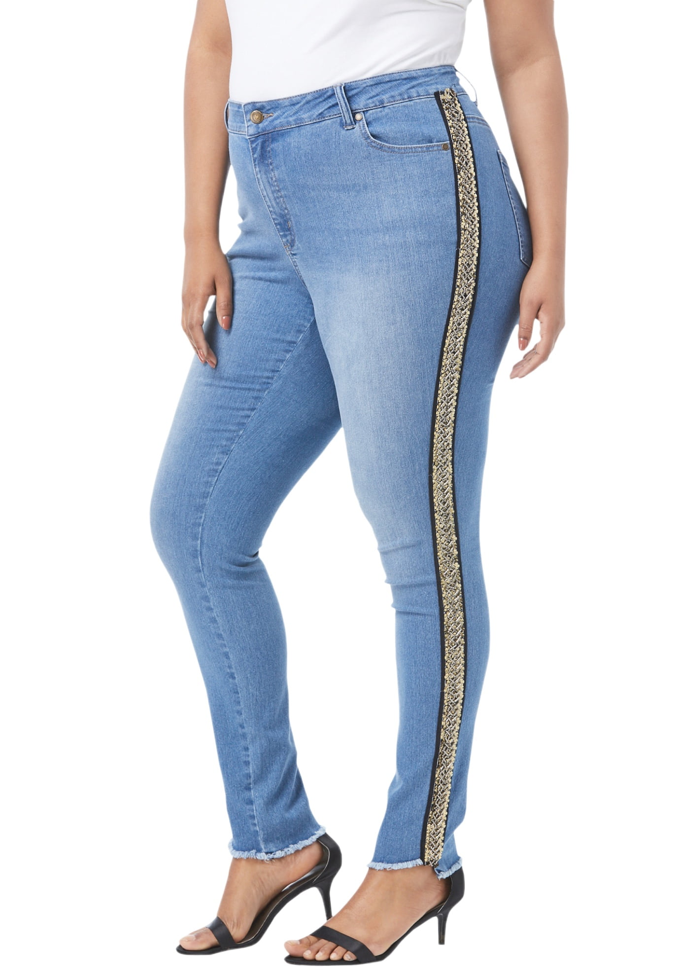 plus size jeans with side stripe