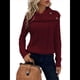 thumbnail image 1 of Suéter de Mujer con Cuello Alto y Mangas Raglán de Punto Rojo Vino L, 1 of 10