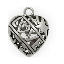 27x22mm Puffy Pewter Heart with Love Pendant (Package of 1)