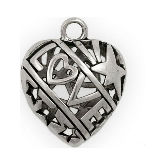 27x22mm Puffy Pewter Heart with Love Pendant (Package of 1)