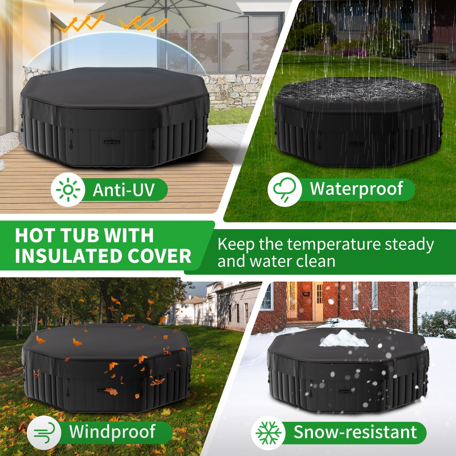 MOPHOTO 4-6 Person Inflatable Hot Tub,Portable Large Octagonal Hottub with 130 Bubble Jets,Outdoor Spa Set Included Heater Pump, Filter and Spa Cover(77"*77"*25")