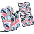 thumbnail image 2 of Flamingo Oven Mitts and Pot Holders 4 Pcs Sets for Kitchen, Cooking Gloves Heat Resistant Oven Mitt Gloves Non Slip Potholders BBQ Gloves for Grilling, BBQ, 2 of 6