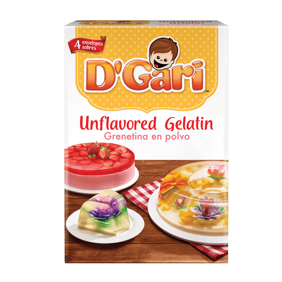 D'Gari Unflavored Gelatin, 0.25 oz Each one, 4 Pack