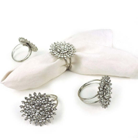 Bold & Beautiful Jeweled Napkin RingColor: SilverSize: 2"x2"Set of 4