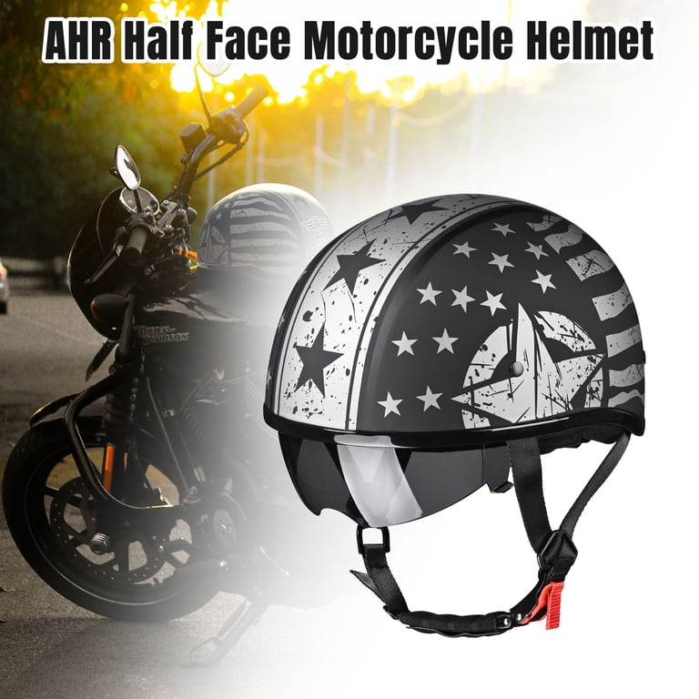 cheap motorcycle half helmets for sale AHR Half Face Motorcycle Helmet Sun Visor DOT Approved Bike Chopper Cruiser