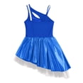 thumbnail image 6 of CHICTRY Kids Girls Shiny Sequin Ballet Jazz Dance Dress Asymmetrical Metallic Tulle Skirt Leotard Dress Royal Blue 6, 6 of 7
