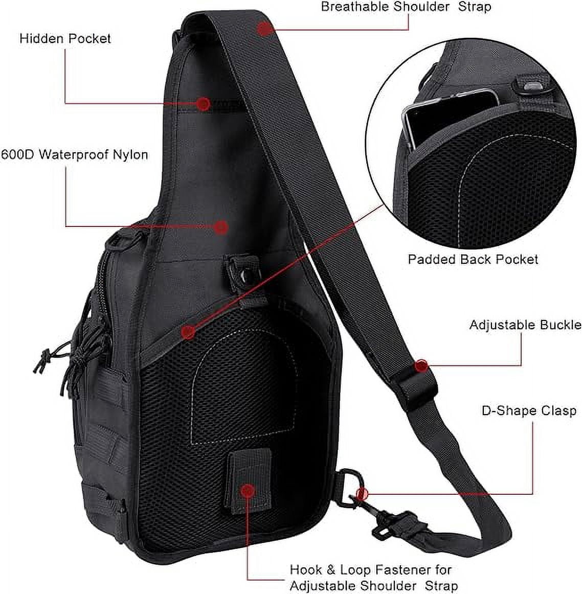Sling Bag for Men, Crossbody Bags for Men, Oxford Waterproof Fabric Small Outdoor Chest Pack for Men with Adjustable Shoulder Strap, Green, 10.6 x 8.3 x 6.3In