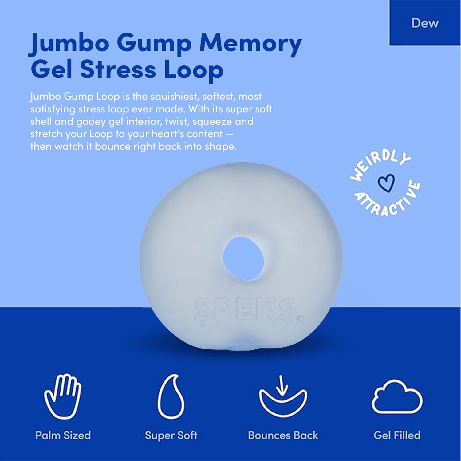 Gump Jumbo Loop Gel-Filled Stress Balls, Squeeze Toys for Adults Stress Relief & Focus (Dew+Purple)