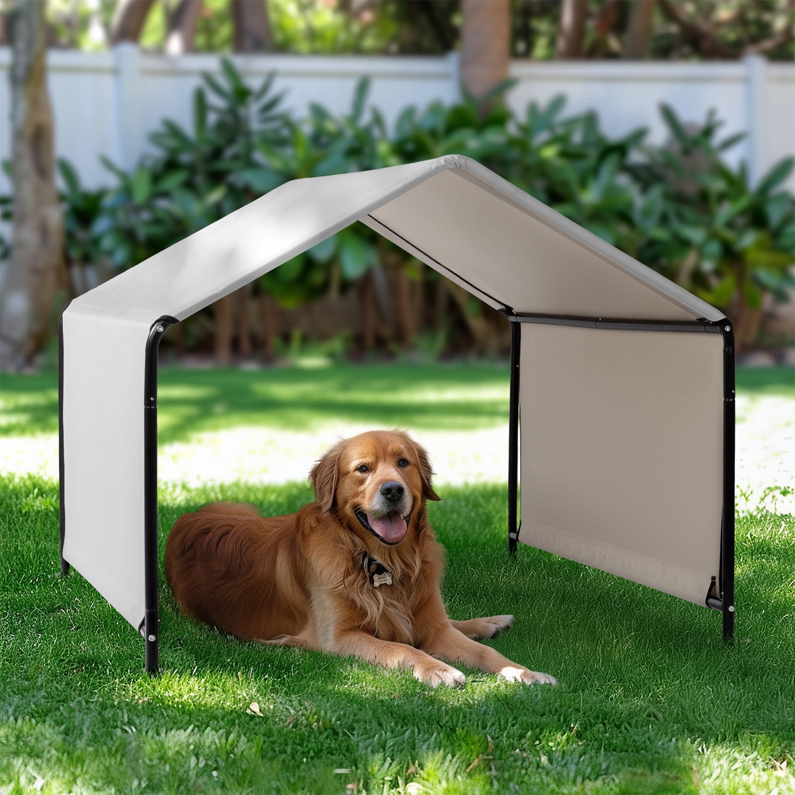 Xilee Dog Shade Shelter Outside 4'x4'x3' Tent for Large Medium Dogs, Outdoor Sun Rain Canopy Pet House, Waterproof Pet Canopy Shelter for Small Animals with Ground Nails,Gray