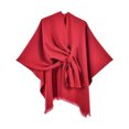 thumbnail image 7 of Fewfanhot Self Tie Fringe Wool Blend Poncho Cape, Open Front Warm Wrap Shawl Coat for Women Fall Winter, 7 of 7