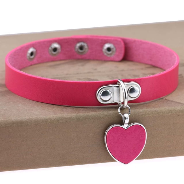 Collar con colgante de corazón de amor gótico punk de Harajuku, collar de cuero, collar de cuero, cadena para el cuello, pulsera