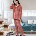thumbnail image 5 of Feancey On Sale Womens Cute Winter Pajama Sets Comfy Flannel Loungewear Button Down Sleepwear with Pants Pjs Two Piece Cozy Soft Warm Lounge Set with Pockets Orange XXL, 5 of 8