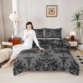 thumbnail image 4 of Manfei Baroque Gothic Theme Bedding Comforter Set,Gray Damask Print Twin Comforter Sets,Insect Animal Dragonfly Bedding Set For Adults,Ultra Soft Bedroom Decoration Reversible,2pcs, 4 of 8