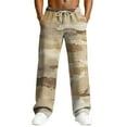 thumbnail image 2 of Men's Relaxed-Fit Camouflage Print Drawstring Straight-Leg Pants - Stretch Waist Casual Trousers for Outdoor, Casual, and Military-Inspired WearEarthy YellowS, 2 of 8
