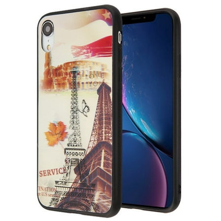 Apple iPhone XR (6.1 Inch) Phone Case 3D Paris Eiffel Tower Pattern Stereograph Shock-Absorption Rubber Silicone TPU Hybrid Armor Defender Protective Case Cover for Apple iPhone Xr