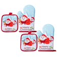 thumbnail image 1 of Oleegame 2PC Christmas Baking Heat Gloves Christmas Oven Microwave Gloves Mat Set Cotton Potholder Machine Washable Microwave Oven Mitts Heat Proof Pads For Kitchen Baking, 1 of 8