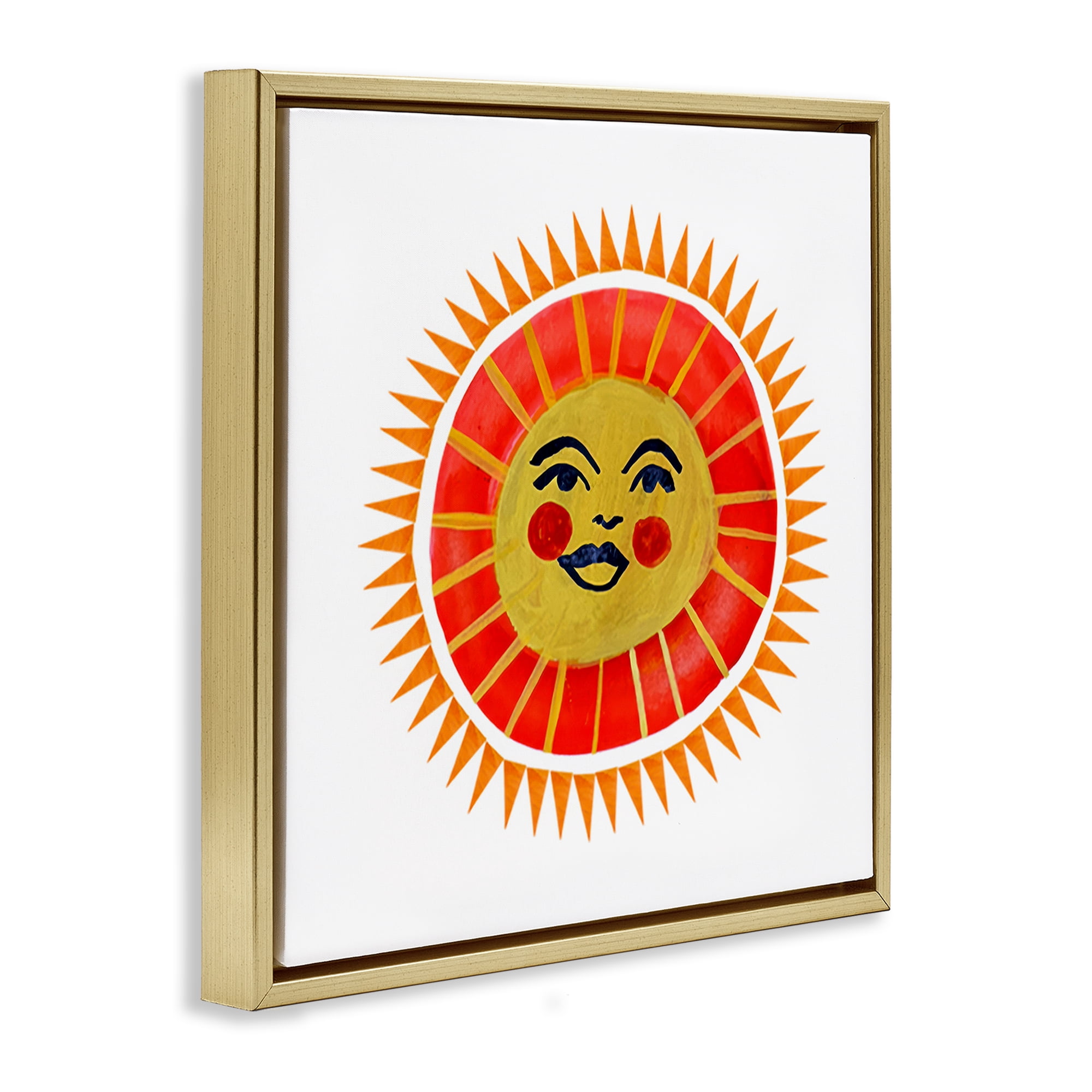 Stupell Industries Cheerful Boho Sun Gold Framed Floater Canvas Wall Art, design by Katherine Herrell Studio