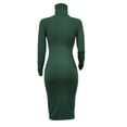 thumbnail image 6 of YWDJ Long Fall Dresses for Women 2022 Women Fashion Slim High Neck Long Dress Long Sleeve Pure Color Dress Green L, 6 of 8