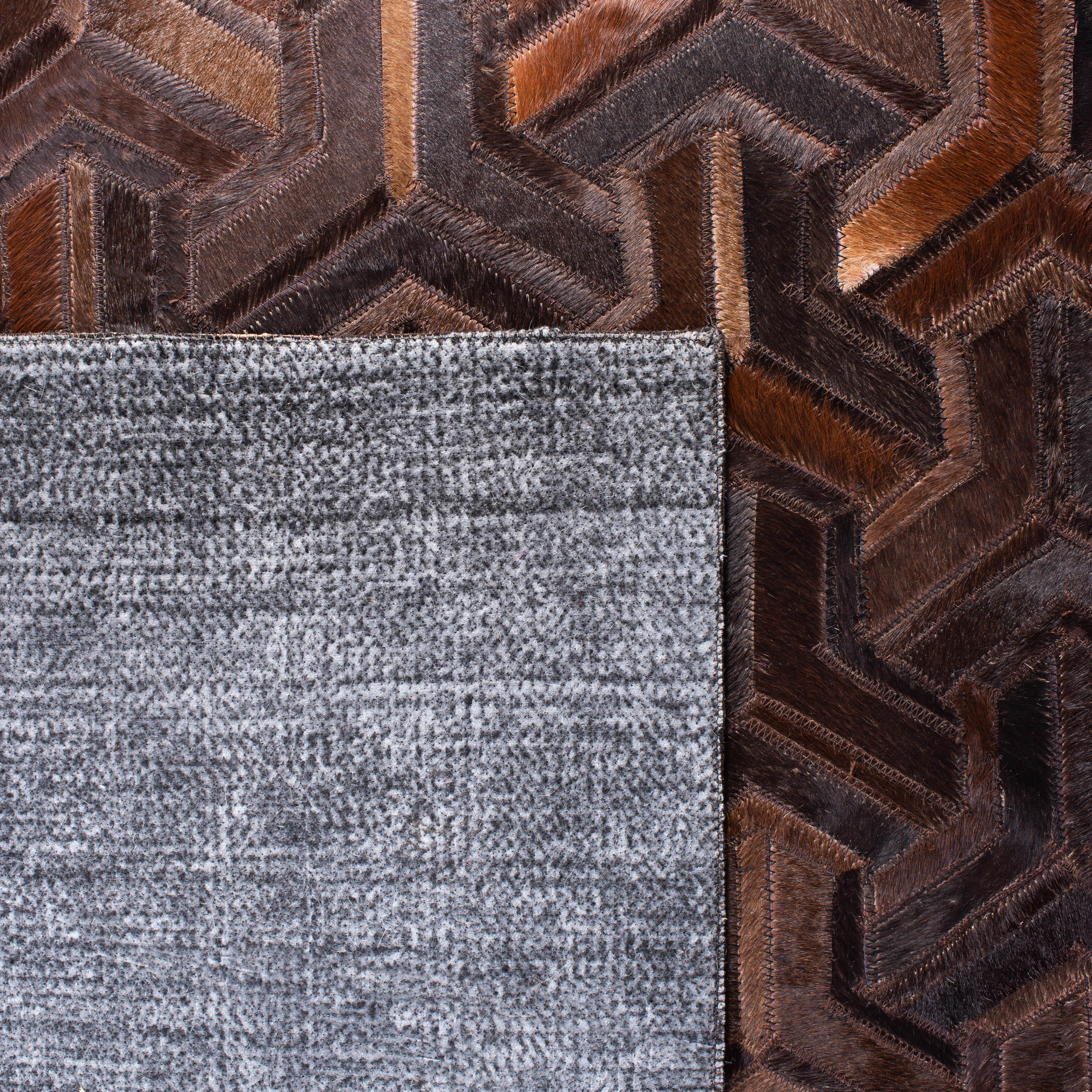 SAFAVIEH Studio Leather Kingsley Geometric Area Rug, Brown/Light Brown, 3' x 5'