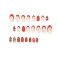thumbnail image 2 of 24pcs Christmas Wearable Nail Art - Short - style Red - and - green Checked False Nails, 2 of 5