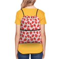thumbnail image 5 of Wukai Strawberries Waterproof Drawstring Backpack with Zipper Pocket,Large Foldable Gym Bag for Women and Men, Perfect for Sports, Yoga, and Travel, 5 of 8
