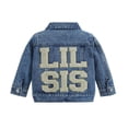 thumbnail image 2 of Toddler Baby Boy Girl Jacket Big Lil Sister/Brother Letter Embroidery Jean Long Sleeve Cardigan Button Denim Coat, 2 of 9