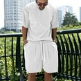 thumbnail image 7 of Mens Outfits 2 Piece Men's 2 Piece Outfits Hipster Patchwork Tee Shirt And Short Set Sports Tracksuits Man Suit Mens Suits 3 Tuxedo Rentals Night for Men Prom Men White XL, 7 of 7