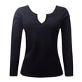 thumbnail image 4 of iopqo t shirts for women low cut women v neck ruched long sleeve blouse womens tops, 4 of 5