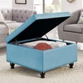 thumbnail image 2 of Classic Square Button Tufted Storage Ottoman Linen Upholstered Coffee Table With Nailhead Trims, 2 of 11