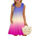 thumbnail image 5 of LTTVQM Sundresses for Toddlers Girls 4-5 Summer Gradient Sleeveless Sundress Loose Fit Crew Neck Tank Dress Holiday Cover Up Dresses with Pocket Pink 4-5, 5 of 7