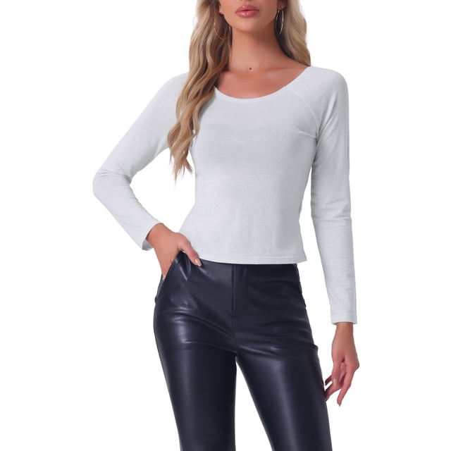 Blusa casual de manga larga sin hombros para mujer INSPIRE CHIC, color plateado, talla L